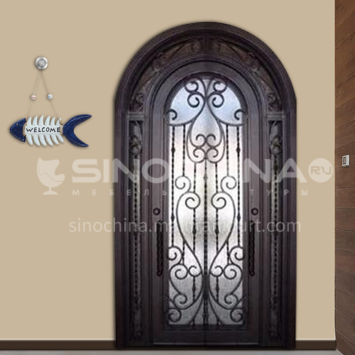 T curved hot-dip galvanized European style wrought iron gate courtyard gate wrought iron gate garden gate 9